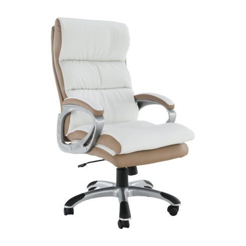 KOLO Irodai szék, fehér/barna textilbőr, CH137020