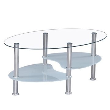 WAVE Dohányzóasztal, acél/átlátszó üveg/tejüveg, NEW