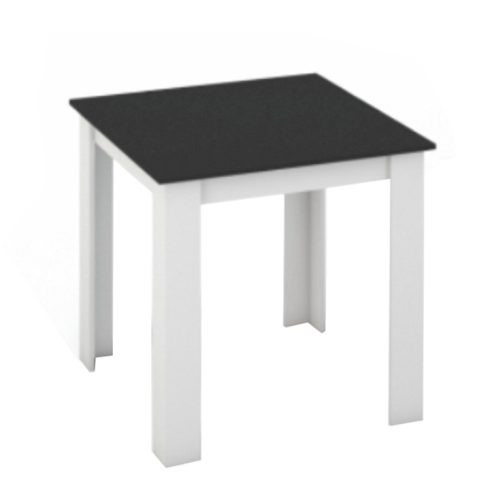 KRAZ Étkezőasztal, fehér/fekete, 80x80 cm
