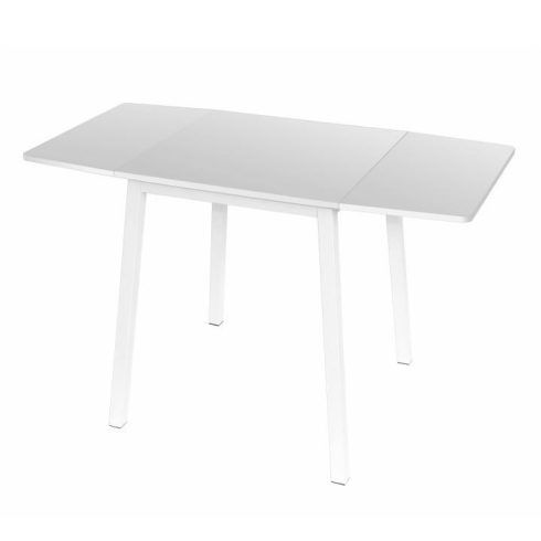 MDF Étkezőasztal, fóliázott/fém, fehér, 60-120x60 cm, MAURO