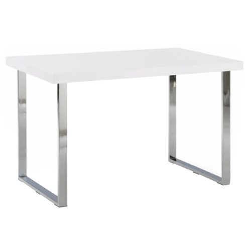 HG Étkezőasztal, fehér + króm, 130x80 cm, TALOS