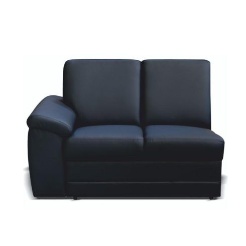 BITER 2-személyes kanapé támasztékkal, textilbőr fekete, balos, 2 1B