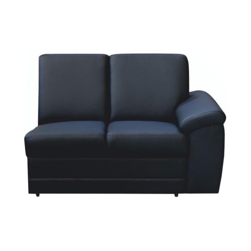BITER 2-személyes kanapé támasztékkal, textilbőr fekete, jobbos, 2 1B