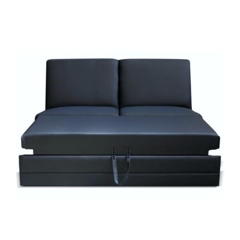 BITER 3-személyes kinyitható kanapé, textilbőr fekete, 3 BB ZF