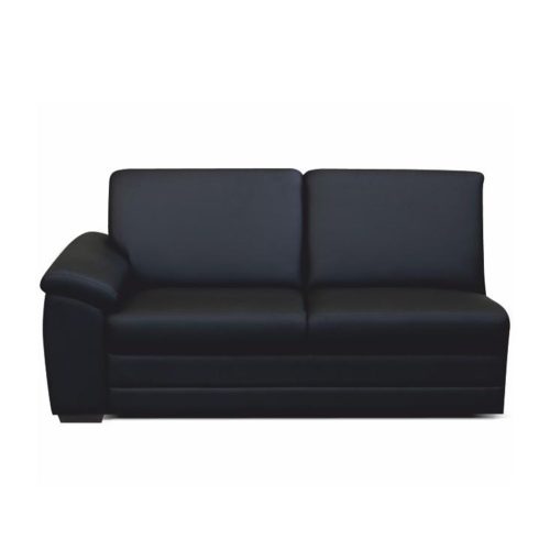 BITER 3-személyes kanapé támasztékkal, textilbőr fekete, balos, 3 1B
