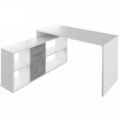 NOE Sarok íróasztal, fehér/beton, NEW