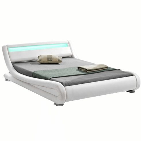 RGB Modern ágy LED világítással, fehér, 160x200, FILIDA