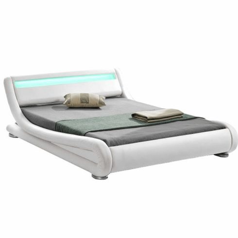 RGB Modern ágy LED világítással, fehér, 180x200, FILIDA