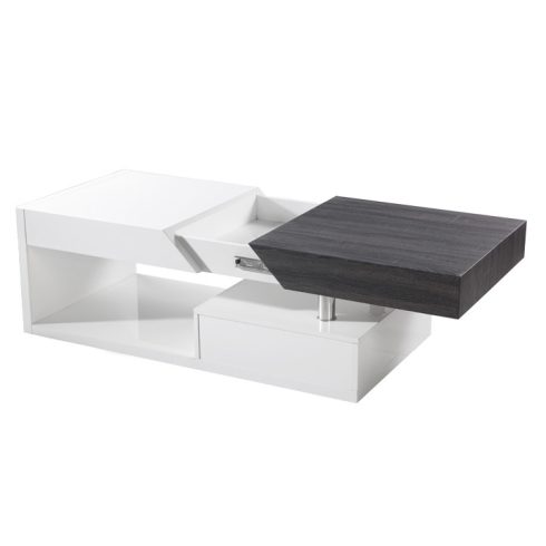 MELIDA Dohányzó asztal, fehér fény/szürke fa design