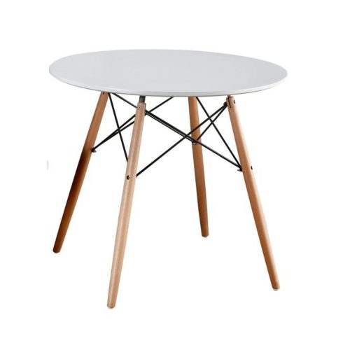 GAMIN Étkezőasztal, fehér/bükk, átmérő 80 cm, NEW 80