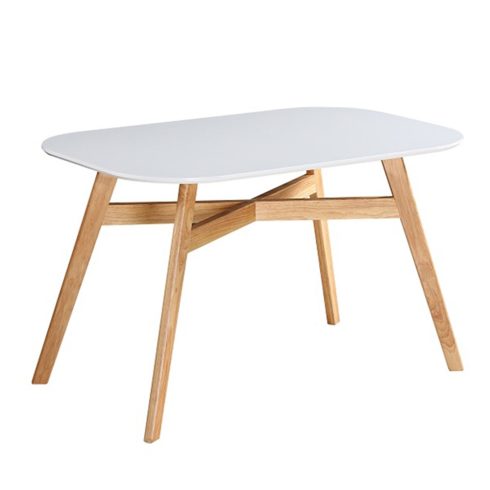 CYRUS Étkezőasztal, fehér/természetes fa, 120x80 cm, 2 NEW