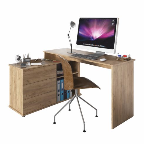 PC Univerzális sarok asztal, tölgyfa artisan, TERINO