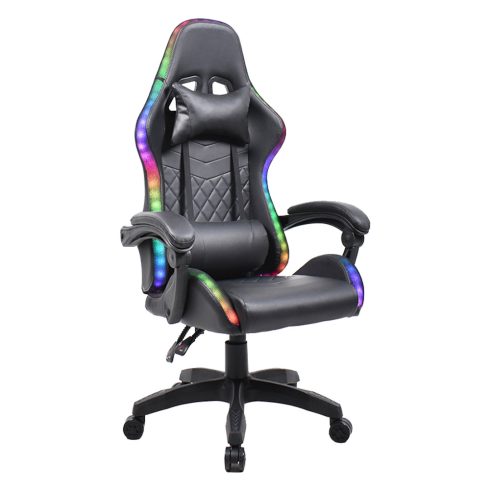 RGB Irodai/gamer szék LED háttérvilágítással, fekete, MAFIRO