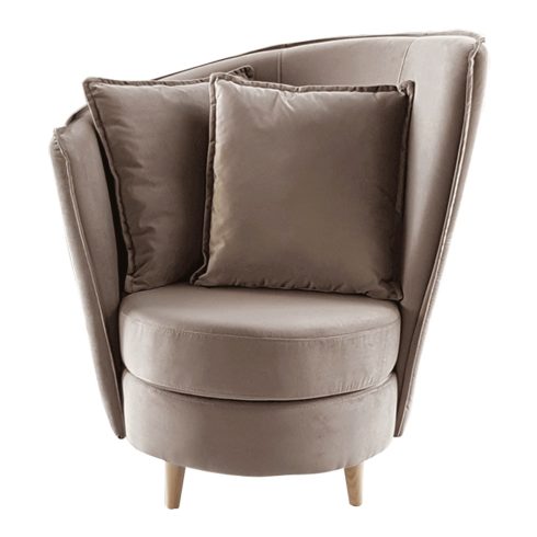 ROUND Fotel Art Deco stílusban, taupe barnásszürke Paros szövet/tölgy, NEW