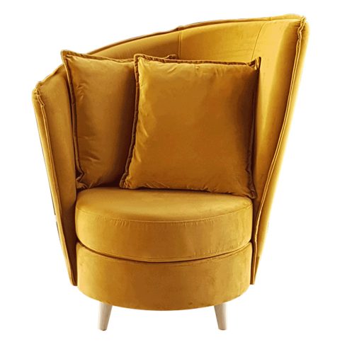 ROUND Fotel Art Deco stílusban, mustár színű Riviera szövet/tölgy, NEW