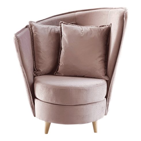 ROUND Fotel Art Deco stílusban, rózsaszín Kronos szövet/tölgy, NEW