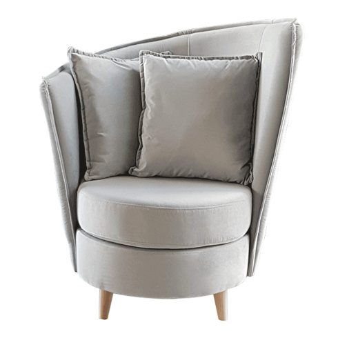 ROUND Fotel Art Deco stílusban, világosszürke Paros szövet/tölgy, NEW