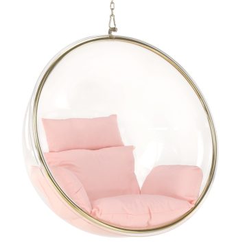 BUBBLE Függő fotel, átlátszó/arany/rózsaszín, TYP 1