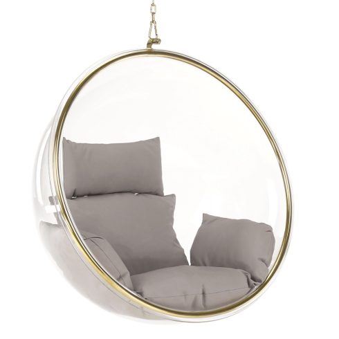BUBBLE Függő fotel, átlátszó/arany/szürke, TYP 1