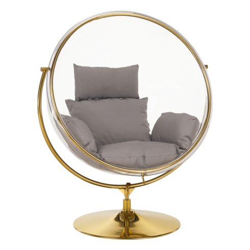BUBBLE Függő fotel állvánnyal, átlátszó/arany/szürke, TYP 2