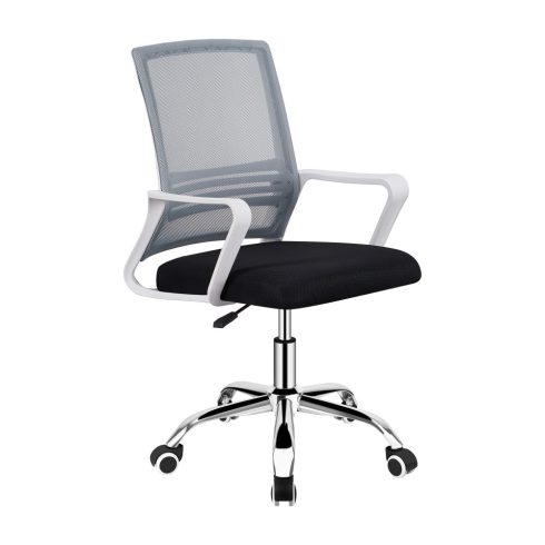 APOLO Irodai szék, hálószövet szürke/szövet fekete/műanyag fehér, 2 NEW