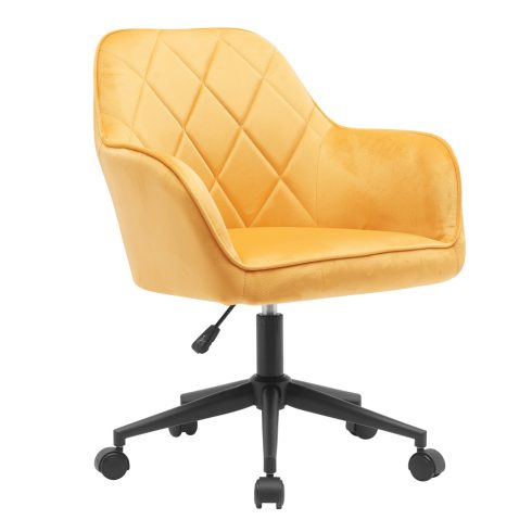 SORILA Irodai szék, Velvet szövet sárga/fekete, NEW