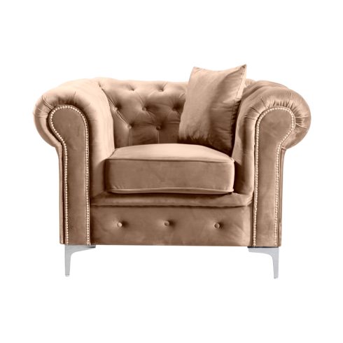ROMANO Luxus fotel, világosbarna Velvet szövet
