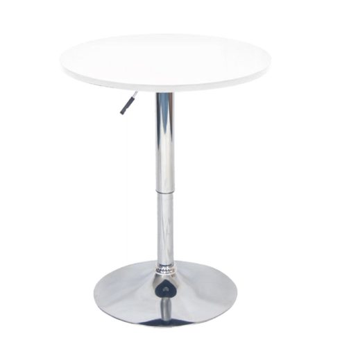 BRANY Bárasztal, magasság állítással, króm/fehér, átmérő 60 cm, 2 NEW