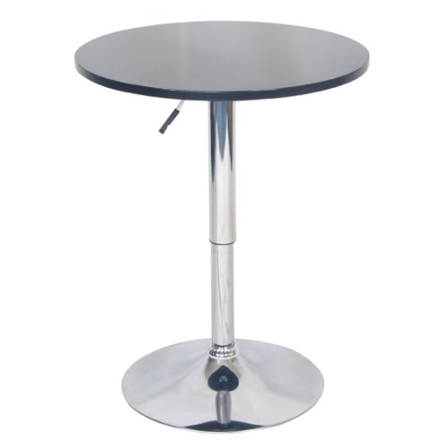 BRANY Bárasztal, magasság állítással, króm/ fekete, átmérő 60 cm, 2 NEW