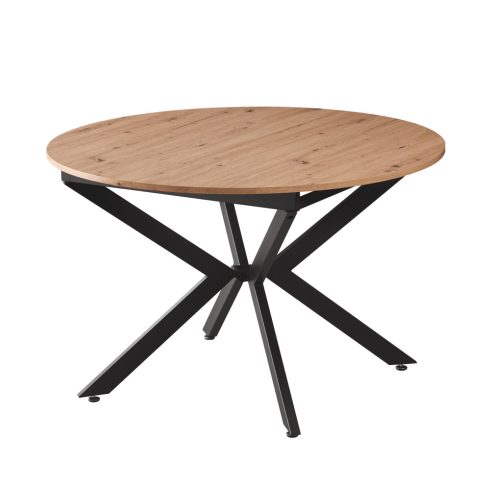 ABERO Kihúzható étkezőasztal, artisan tölgy/fekete, 120x120-160x75 cm, TYP 2