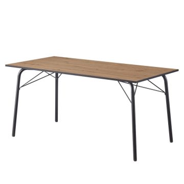   NALAK Étkezőasztal, artisan tölgy/fekete, 160x80x75 cm, TYP 3