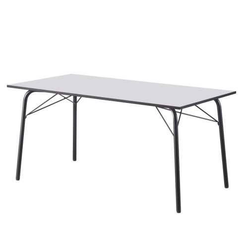 NALAK Étkezőasztal, fehér/fekete, 160x80x75 cm, TYP 3
