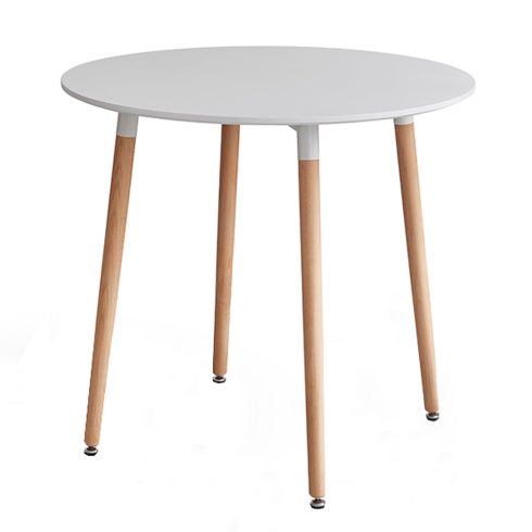 ELCAN Étkezőasztal, fehér/bükk, átmérő 80 cm, NEW