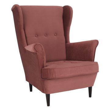 RUFINO Füles fotel, vén rózsaszín/dió, 3 NEW