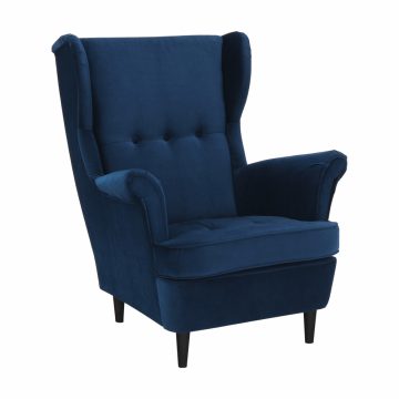 RUFINO Füles fotel, kék/dió, 3 NEW