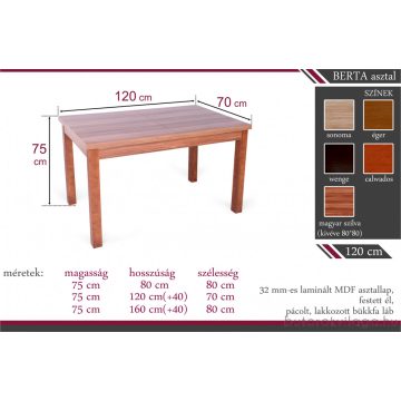   Berta étkezőgarnitúra 4 személyes 80x80-as Berta asztallal