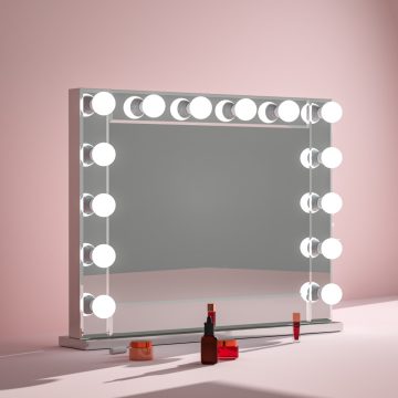   Hollywood tükör, sminkes tükör, 14x3W LED sminktükör ezüst (DC117-7)
